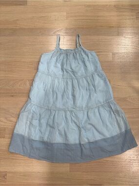 Uniqlo Kids Light Blue Tiered Sundress with Contrast Hem
